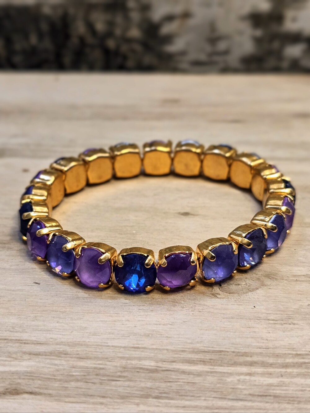 Purple Ube Velvet Cake Premium Crystals On Stretchy Bracelet Gold Plated